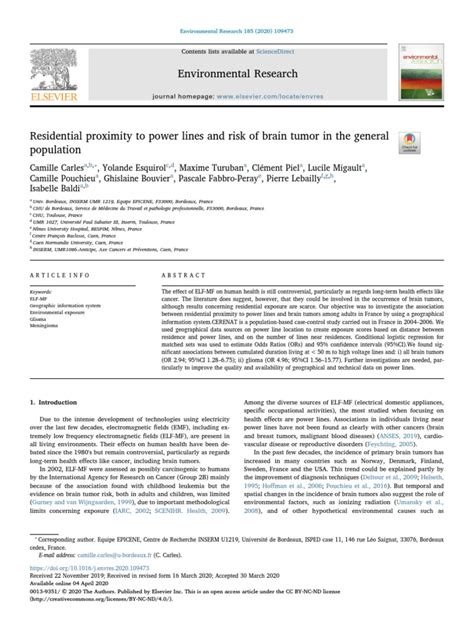 Residential proximity to power lines and risk of brain tumor in the 